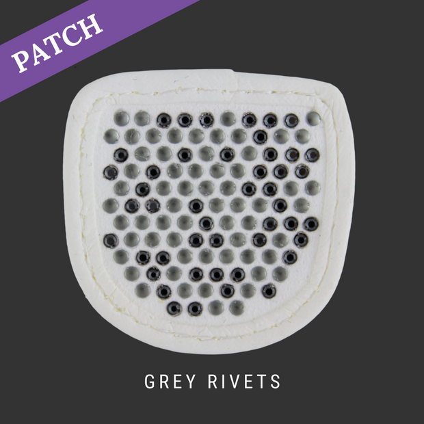 Grey Rivets riding glove Patch white
