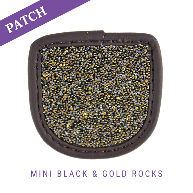 Mini Black & Gold Rocks riding glove Patch brown