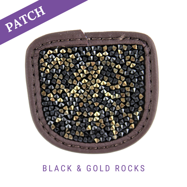 Black & Gold Rocks riding glove Patch brown
