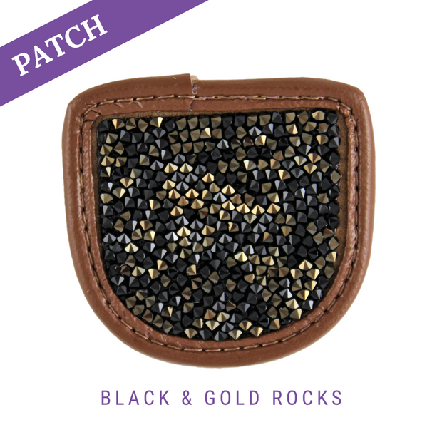 Black & Gold Rocks riding glove Patch caramel
