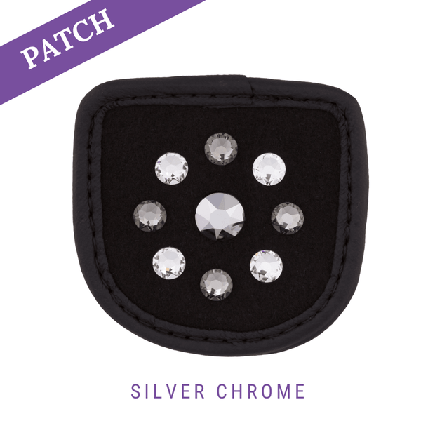 Silver Chrome Riding Glove Patch black