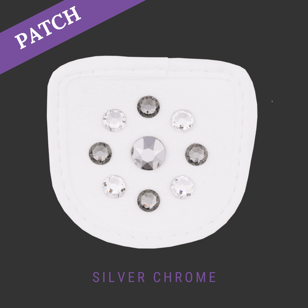 Silver Chrome Riding Glove Patch white